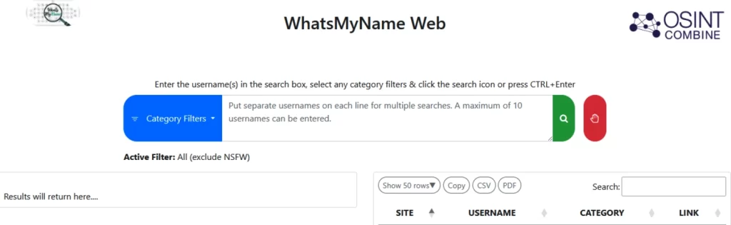 The ways of using WhatsMyName App