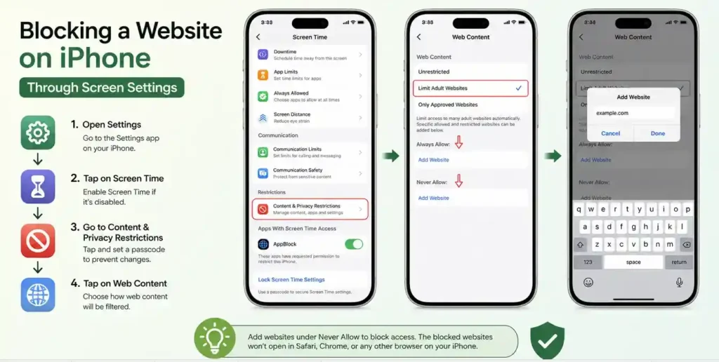 Blocking a website on Iphone